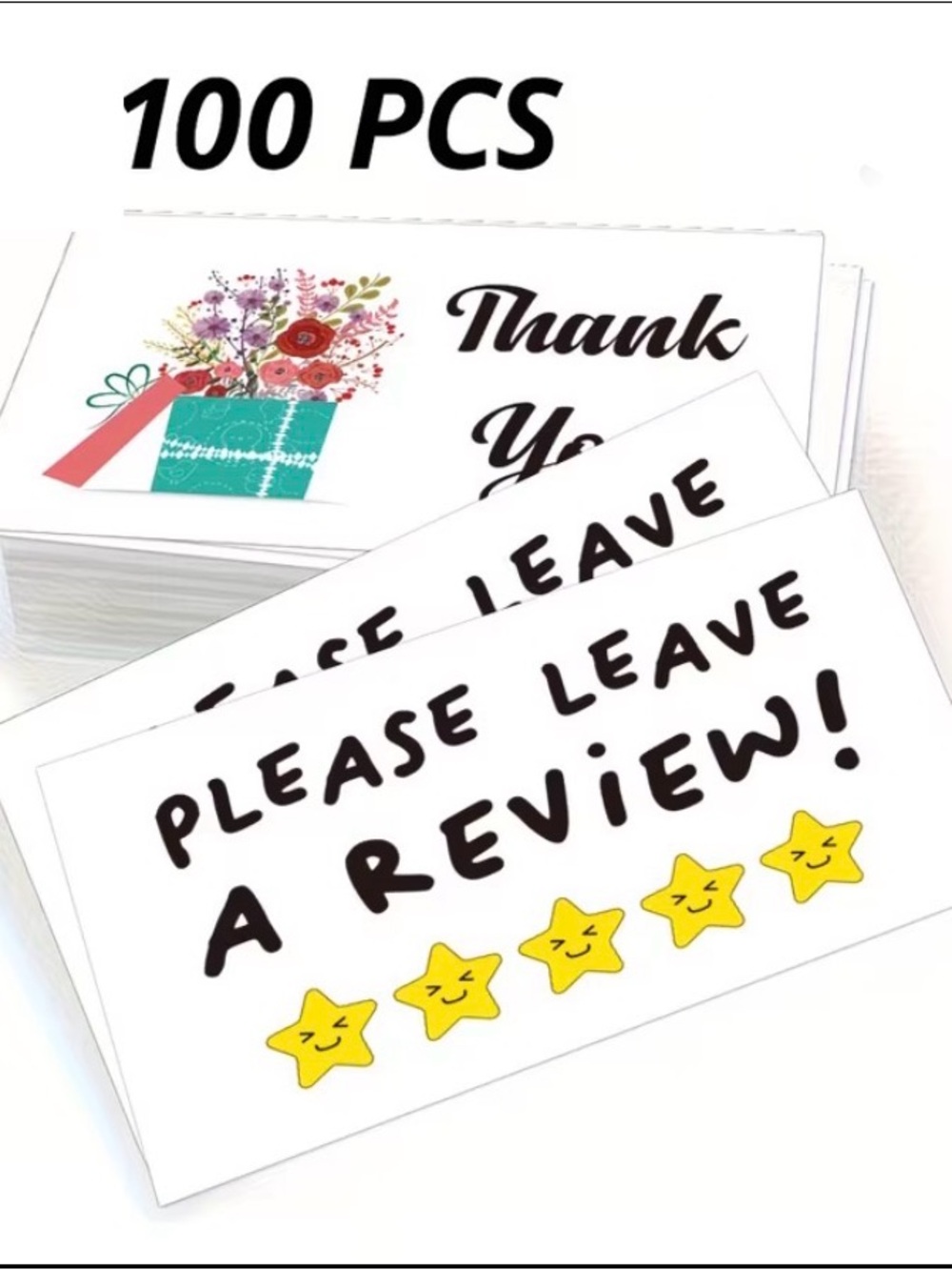 Thank You Cards with “Please Leave Review” on reverse , 100 pieces